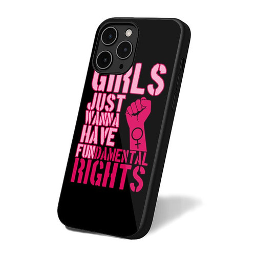 Girls Just Wanna Have Fun Damental Human Rights Quote Art Vintage Retro iPhone 16 Case Cover