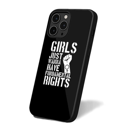 Girls Just Wanna Have Fun Damental Human Rights Quote Simple Art Retro Vintage iPhone 16 Case Cover