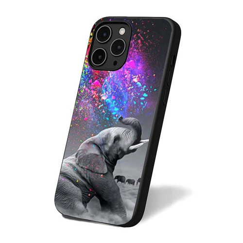 Grey Elephant Colourful Rainbow Bursting iPhone 16 Case Cover