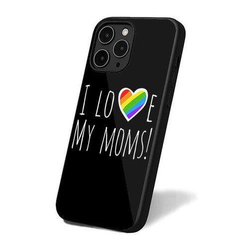 I Love My Moms Rainbow Heart iPhone 16 Case Cover