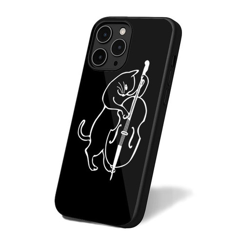 Jazz Cat Playing Upright Double Bass iPhone 16 Case Cover