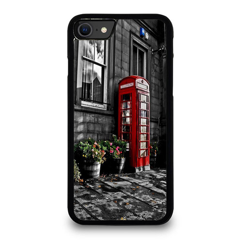 Vintage Style Picture Of British Phone Box In London 3 iPhone SE 2020 Case Cover