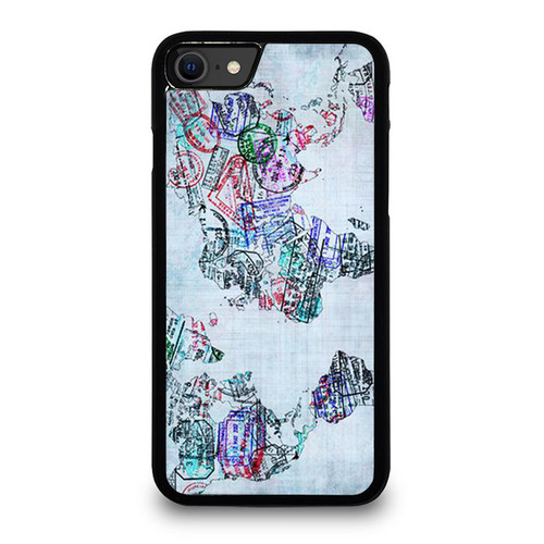 Passport World Print Pattern iPhone SE 2020 Case Cover