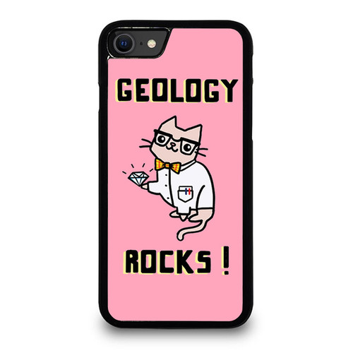 Geology Rocks Science Cat Lab Pink iPhone SE 2020 Case Cover