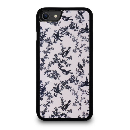 Floral Pattern With Bird Illustration iPhone SE 2020 Case Cover