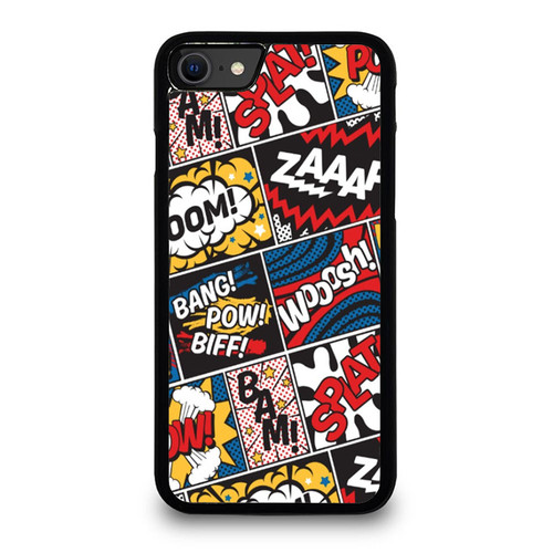 Comic Book Superhero Cartoon Sfx Pattern iPhone SE 2020 Case Cover