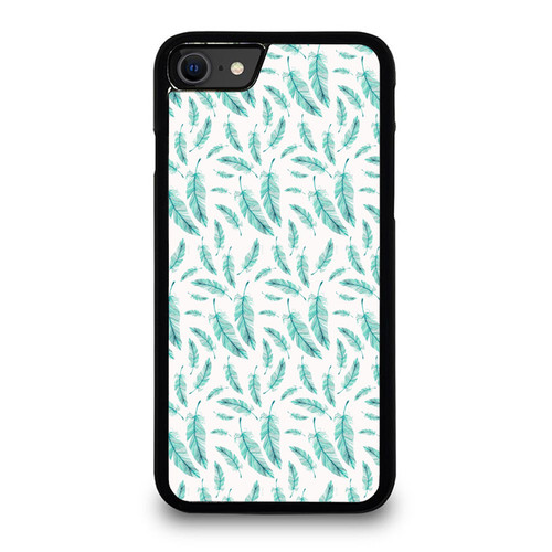 Blue Feather Pattern iPhone SE 2020 Case Cover