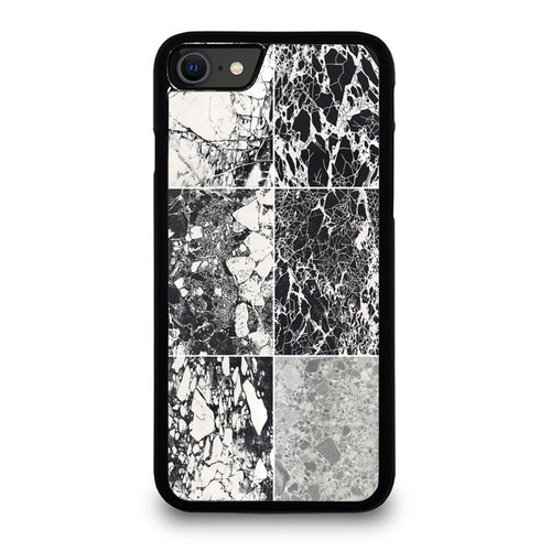 Black White Box Graphic Collage Marble iPhone SE 2020 Case Cover