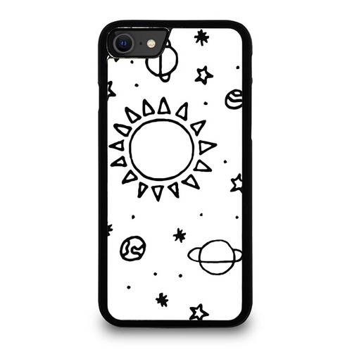 Black And White Space Drawings iPhone SE 2020 Case Cover