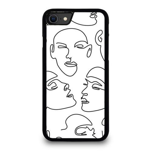 Abstract Minimal Face Line Art iPhone SE 2020 Case Cover