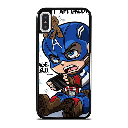 The Avengers Character Infinity War Groot And Captain America Cartoon iPhone XR / X / XS / XS Max Case Cover