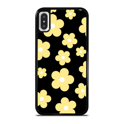 Retro Floral Daisy Black iPhone XR / X / XS / XS Max Case Cover