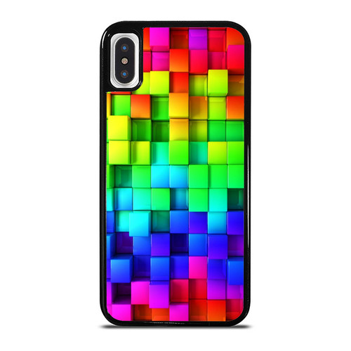 Rainbow Ombre Box Squares Print Pattern iPhone XR / X / XS / XS Max Case Cover