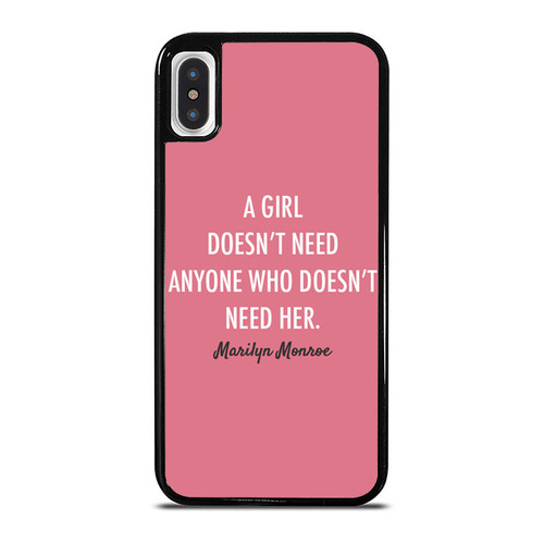 Marilyn Monroe Quote A Girl Doesn'T Need Anyone Who Doesnt Need iPhone XR / X / XS / XS Max Case Cover