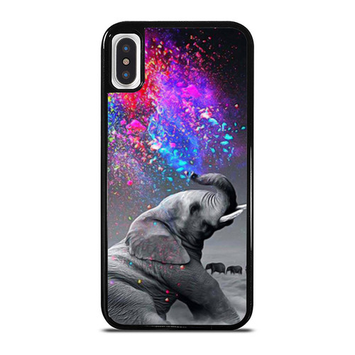 Grey Elephant Colourful Rainbow Bursting iPhone XR / X / XS / XS Max Case Cover