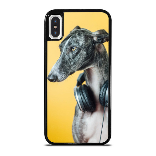 A Greyhound With Headset On Orange Background iPhone XR / X / XS / XS Max Case Cover