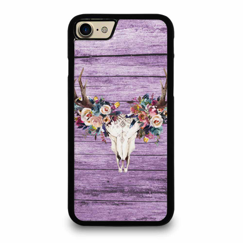 Boho Feather Deer Skull Watercolor Flowers iPhone 7 / 7 Plus / 8 / 8 Plus Case Cover