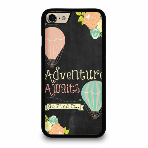 Adventure Awaits Go Find It Quote Chalkboard Hot Air Balloon Flower Chalk Travel iPhone 7 / 7 Plus / 8 / 8 Plus Case Cover