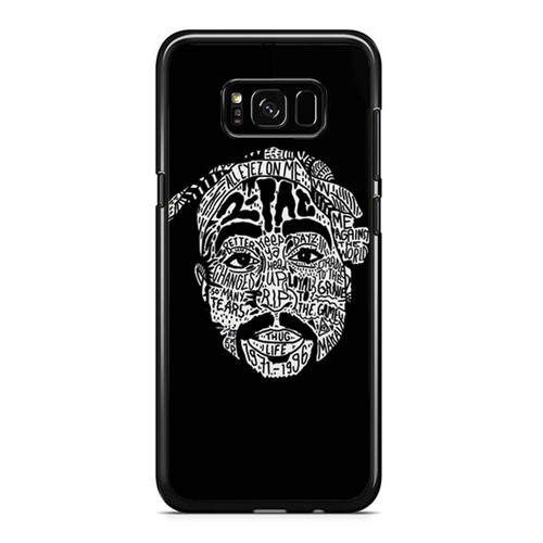 Tupac Illustration Art Hip Hop Rap Typography Black & White Portrait Samsung Galaxy S8 / S8 Plus / Note 8 Case Cover