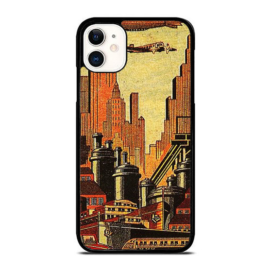 1920S Urban Deco Matchbook Cover With Trains Planes And Zeppelins iPhone 11 / 11 Pro / 11 Pro Max Case Cover