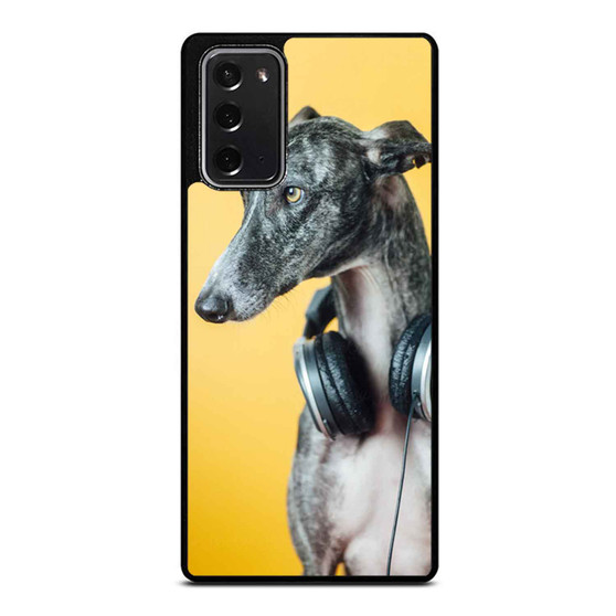 A Greyhound With Headset On Orange Background Samsung Galaxy Note 20 / Note 20 Ultra Case Cover