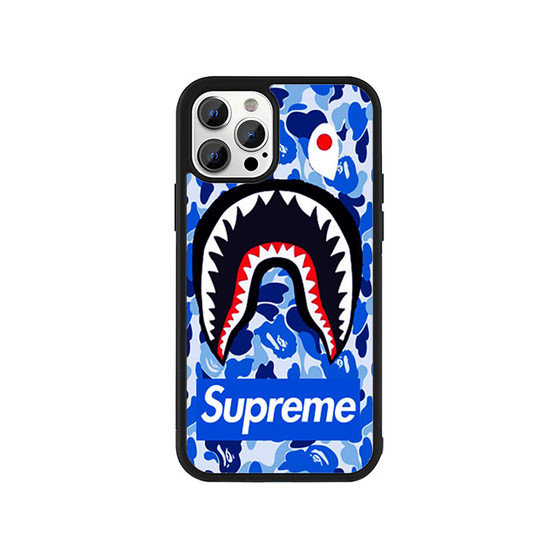 Supreme Camo Shark Face Bape Blue iPhone 13 / 13 Mini / 13 Pro / 13 Pro Max Case Cover