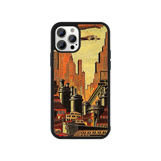 1920S Urban Deco Matchbook Cover With Trains Planes And Zeppelins iPhone 13 / 13 Mini / 13 Pro / 13 Pro Max Case Cover