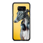 A Greyhound With Headset On Orange Background Samsung Galaxy S8 / S8 Plus / Note 8 Case Cover
