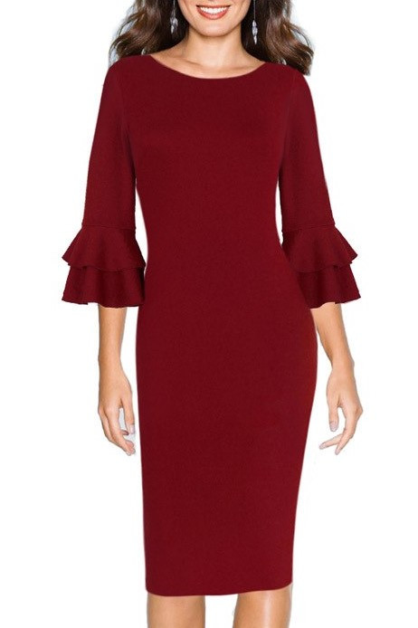 Flare Bell 3/4 Sleeve Dress