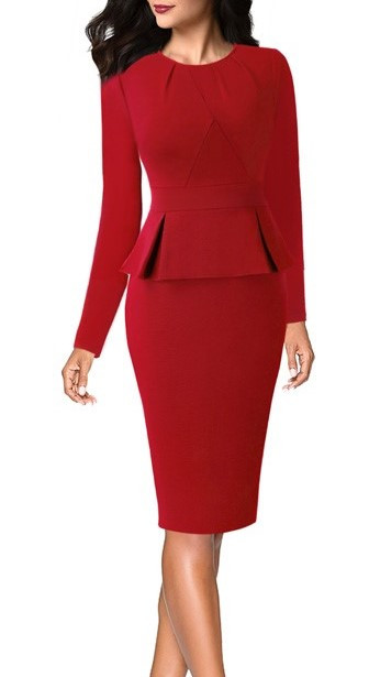 pleated peplum dress