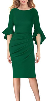 green bell sleeve dress