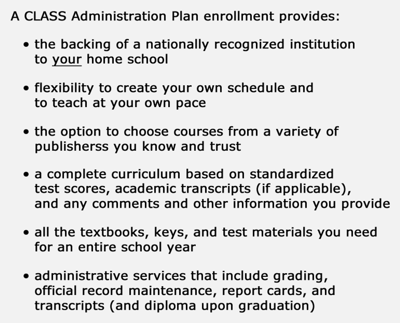 CLASS Administration Plan Enrollment Description