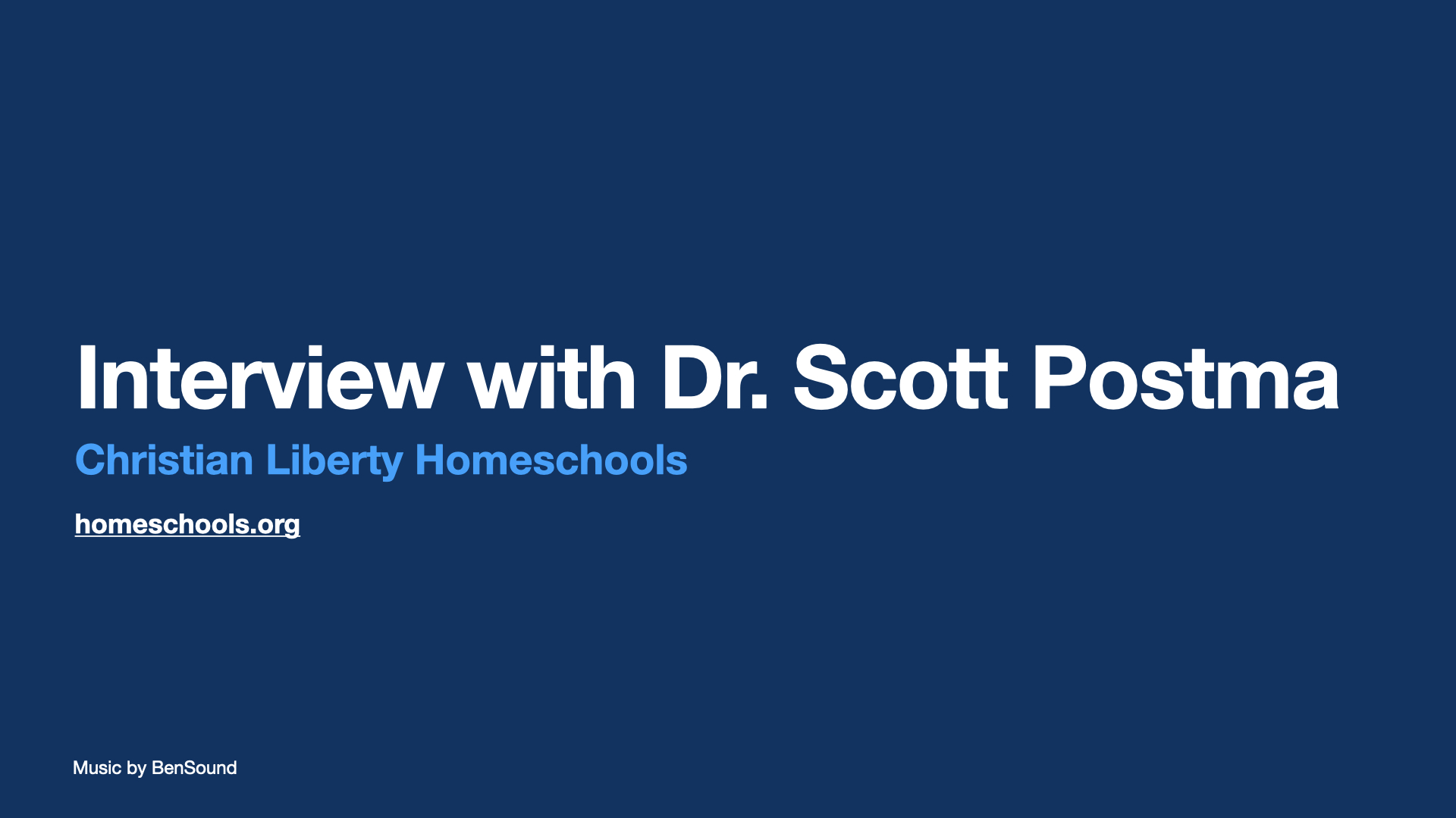 Interview with Dr. Scott Postma - Christian Liberty Press