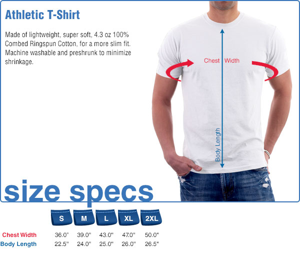 Athletic T-Shirt Size Specifications
