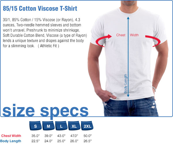 Cotton-Viscose T-Shirt Size Specifications