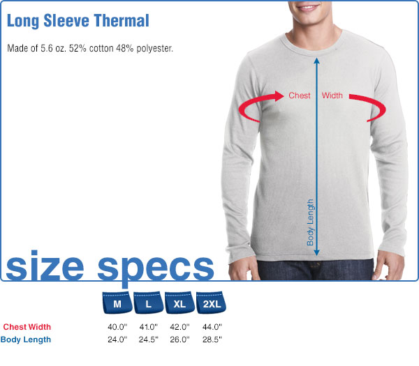 Long Sleeve Thermal Size Specifications