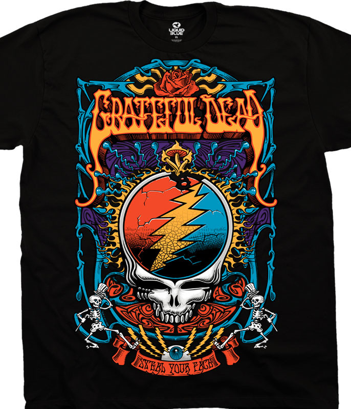 Trippy Black T-Shirt Tee Liquid Blue