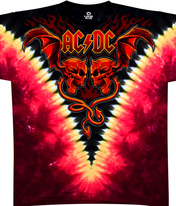 AC/DC Evil Wings Tie-Dye T-Shirt Tee 