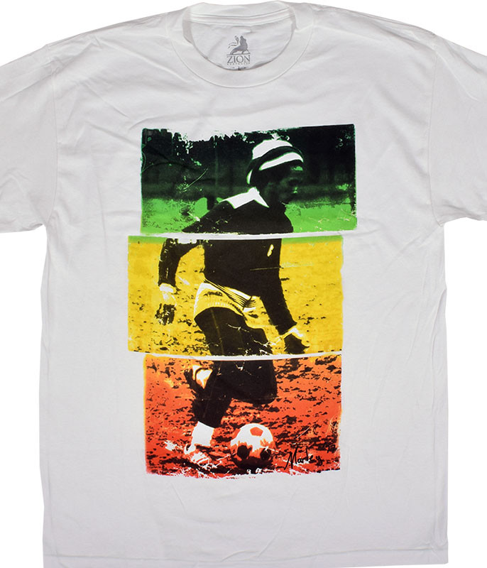 Bob Marley Soccer Tri-Color White T 