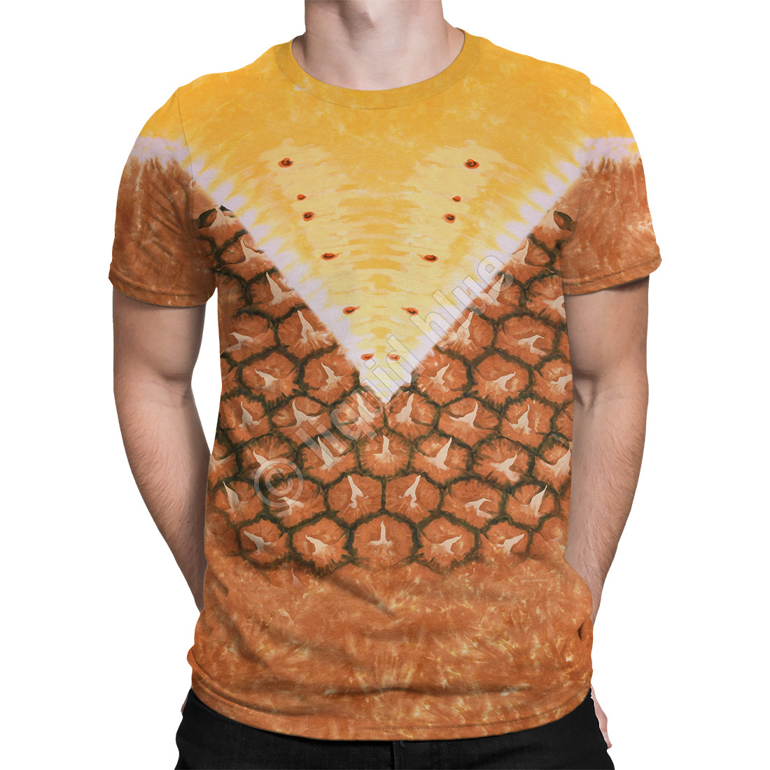 Food Pineapple Tie-Dye T-Shirt Tee Liquid Blue