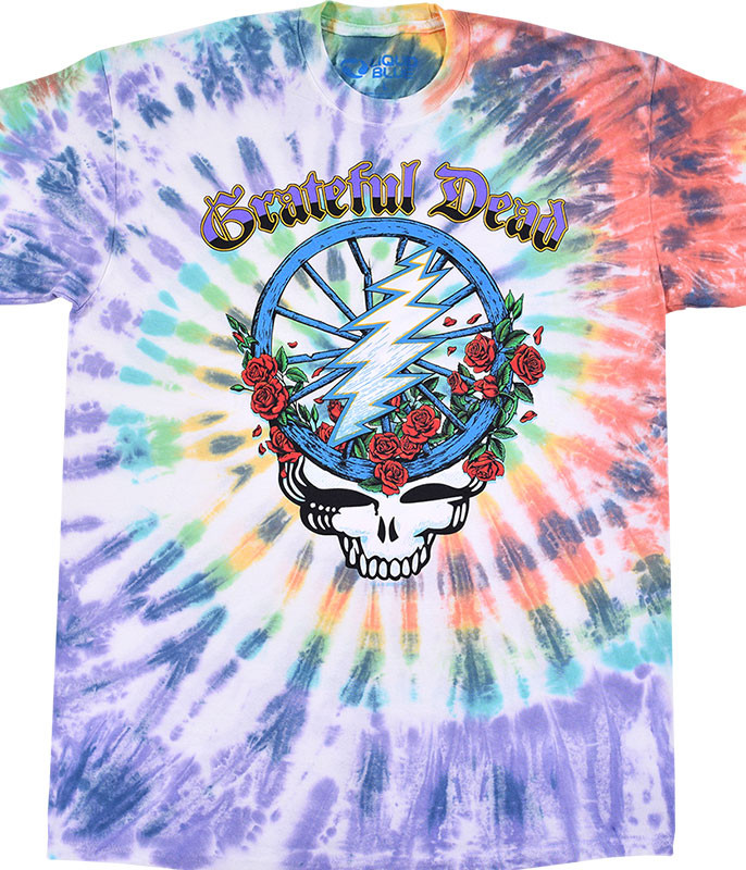 Grateful Dead Steal Your Wheel Tie Dye T Shirt Tee Liquid Blue