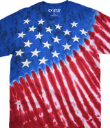 Americana Stars And Stripes Tie-Dye T-Shirt Tee Liquid Blue