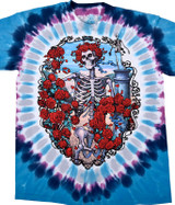 Liquid Blue Grateful Dead Never Dead Skull Skeleton Roses Music Band Tie Dye T Shirt 11353 - M Regular