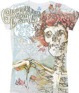 Grateful Dead Classic Bertha White Juniors Long Length T-Shirt Tee Liquid Blue
