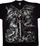 Dark Fantasy Gravestone Reaper Black T-Shirt Tee Liquid Blue