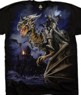 Dark Fantasy Dragon Master Black T-Shirt Tee Liquid Blue