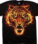 Exotic Wildlife Tiger Black T-Shirt Tee Liquid Blue