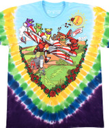 Grateful Dead Bi-Plane Bears Tie-Dye T-Shirt Tee Liquid Blue