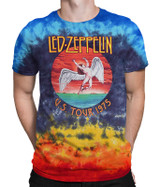 Led Zeppelin Icarus 1975 Tie-Dye T-Shirt Tee Liquid Blue