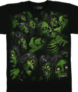 Dark Fantasy Zombie Pile Black T-Shirt Tee Liquid Blue